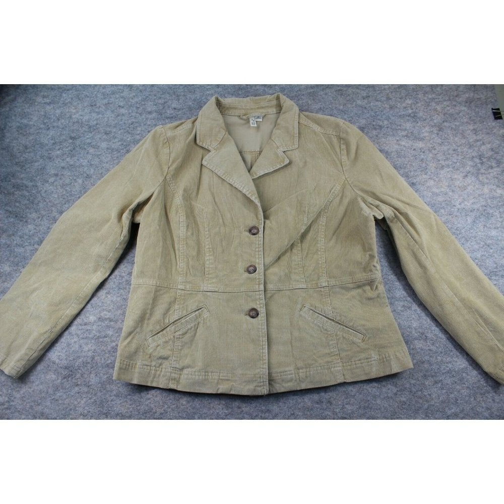 St Johns Bay Corduroy Jacket Extra Large XL Blazer Tan Brown Button Up Womens